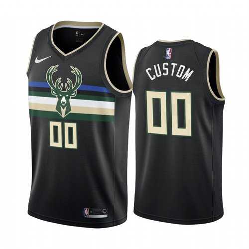 Men & Youth Customized Milwaukee Bucks Black 2019-20 Statement Edition Nike Jersey->customized nba jersey->Custom Jersey